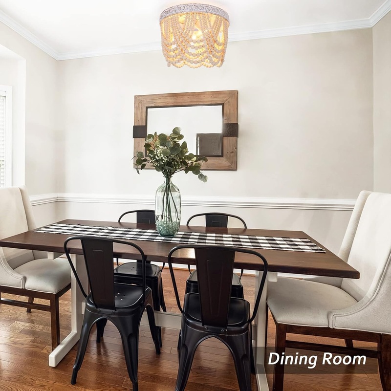 Bohemia Wood Beaded Flush Mount Ceiling Light