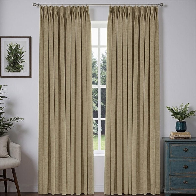 “Bold” Custom Heavyweight Linen Drape Pleated – Light Khaki
