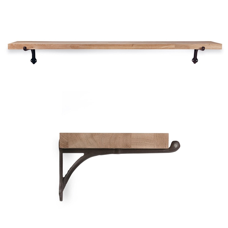Classic Oak Shelf and Cast Iron Bracket – Raw Oak