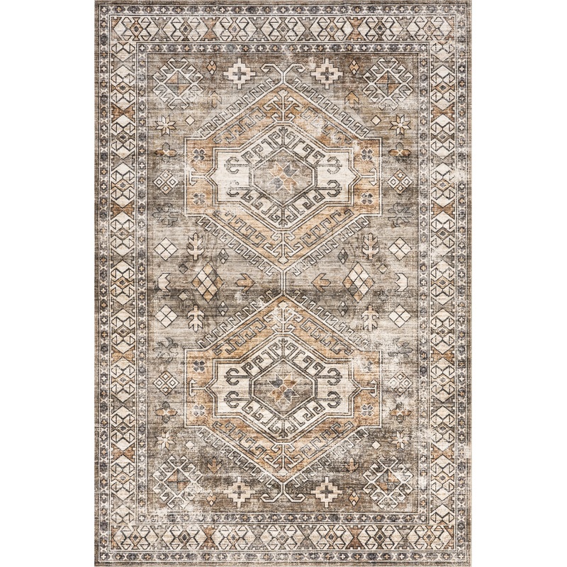 Nordic Emblems Washable Rug | Brown