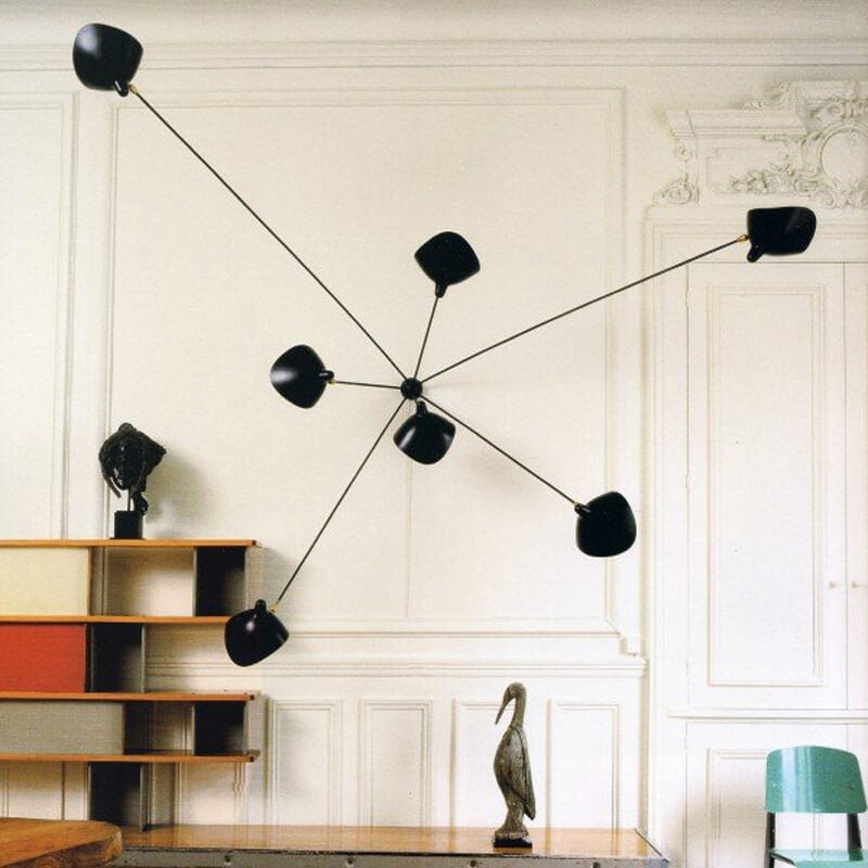 Serge Mouille Spider 7 Still Arms Sconce Lamp