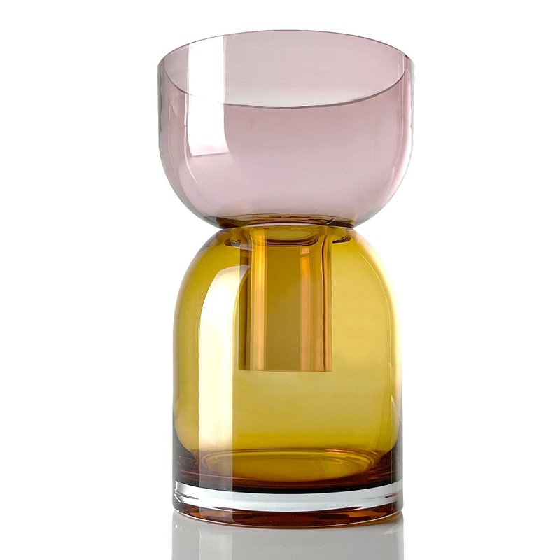 Flip Vase Medium Pink and Yellow – Vase – Reversible – Soda Lime Glass – Dual Sided – Floral