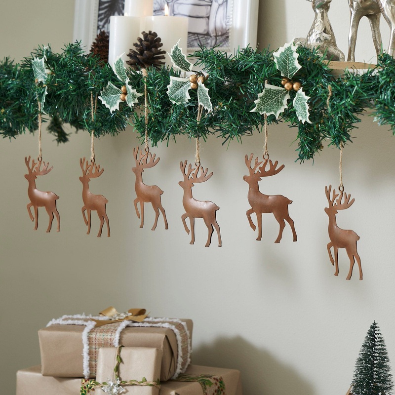 Rust Reindeer Metal Ornament Set of 6 – 5 inch