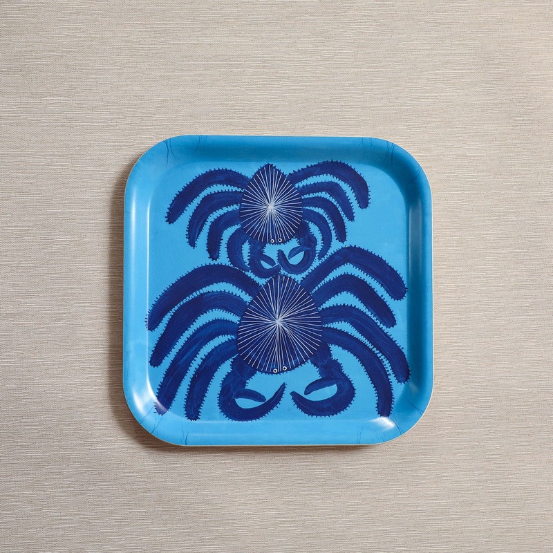 Square blue crab tray
