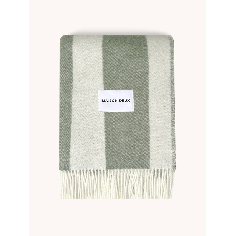 Blanket ROUGH STRIPE Agave Olive Green / White 4.25 x 6.5 ft