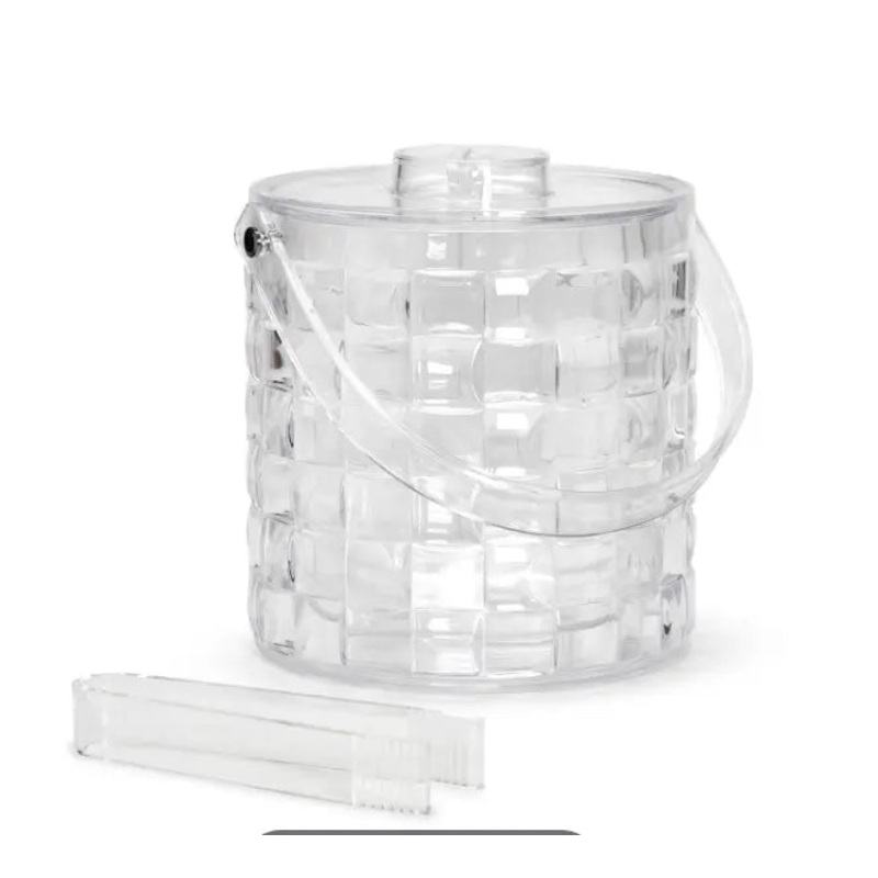 Cube Double Wall Acrylic Ice Bucket with Tongs