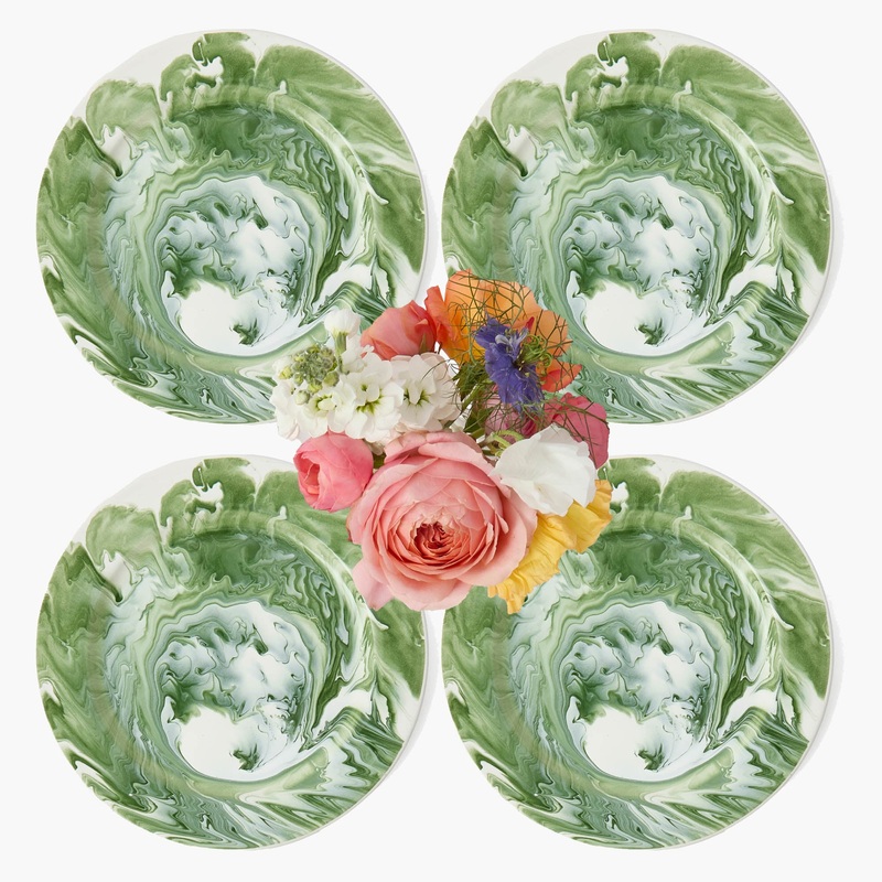 Julia Green Marbled Dinner Plates (Set of 4)