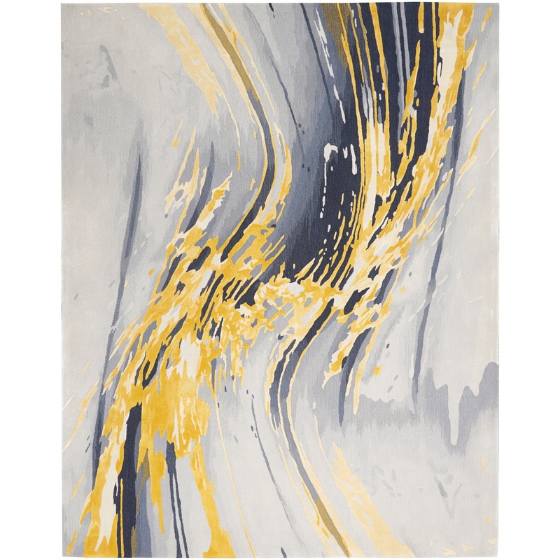 Nourison Prismatic 7’9″ x 9’9″ Grey/Gold Modern Indoor Rug