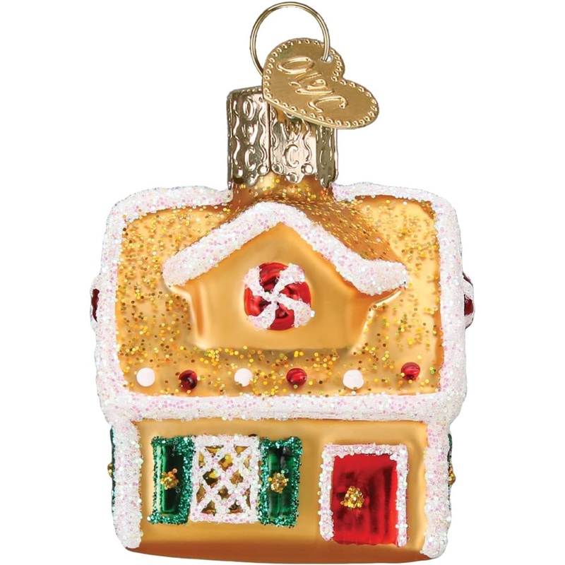 Old World Christmas Mini Glass Blown Gingerbread House, 2.25″
