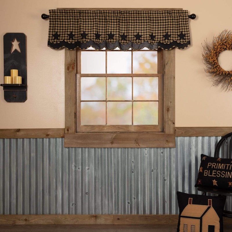 Black Star Scalloped Layered Valance 16×60