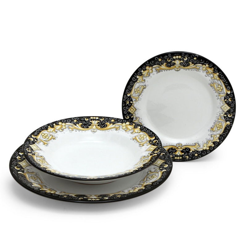 DERUTA COLORI: 3 Pieces Place Setting Bundle – BLACK/GOLD