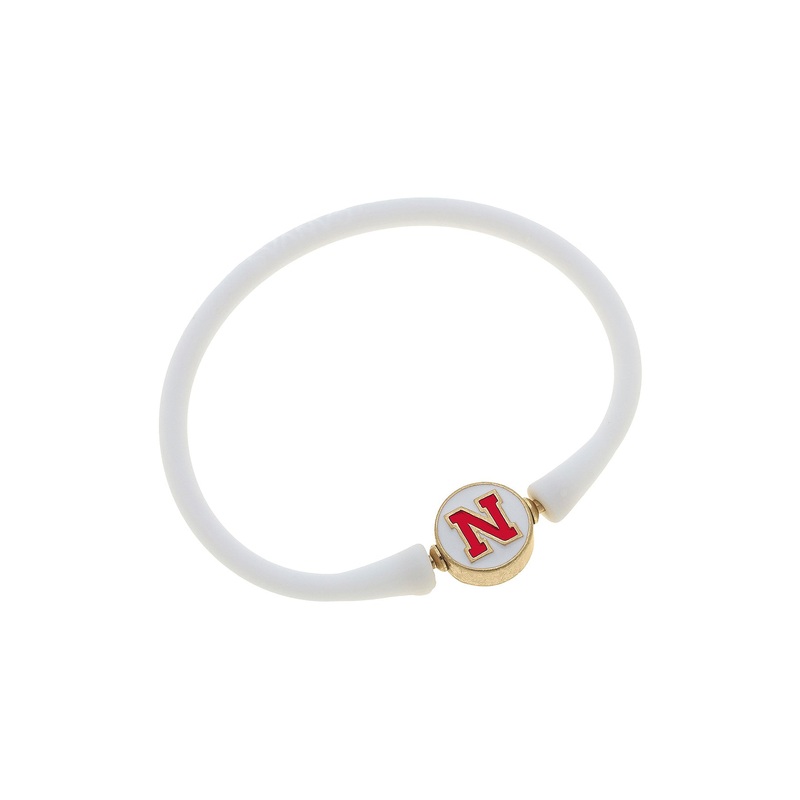 Nebraska Huskers Enamel Silicone Bali Bracelet in White