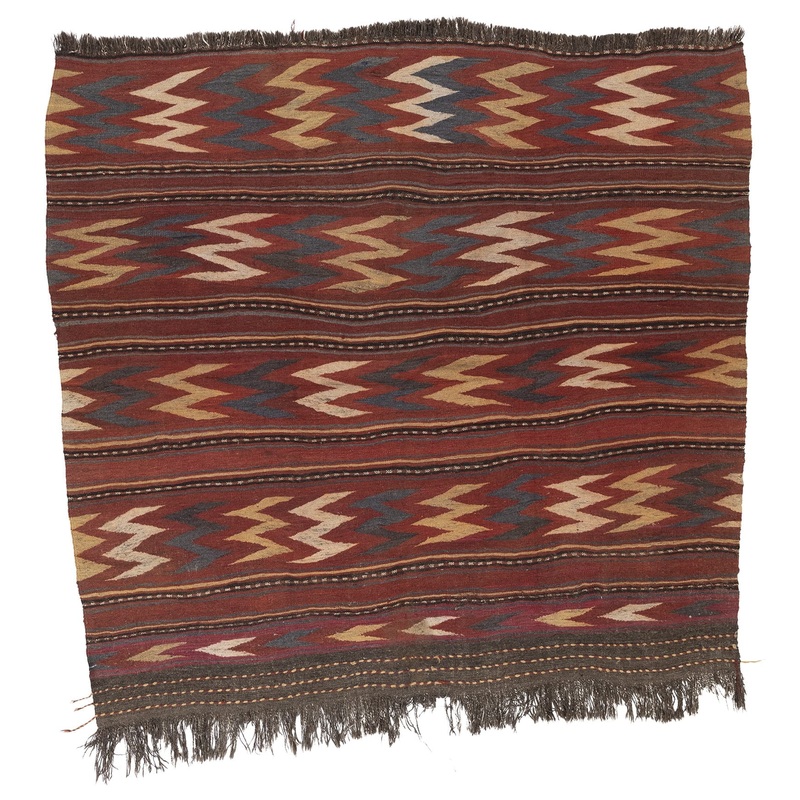 ANTIQUE TURKOMAN KILIM 6′ 6″ x 6′ 6″