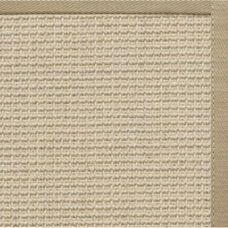 Linen Color Brasilia Sisal Rug with Moon Rock Gray Cotton Border