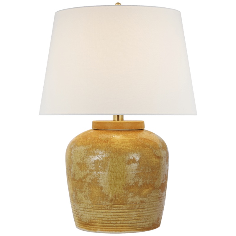 Nora Medium Table Lamp in Yellow Oxide w/ Oxide with Linen Shade