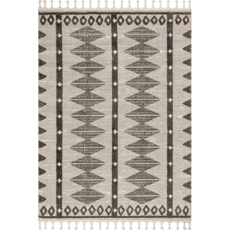 Autumn Geometric Tasseled Rug | Beige