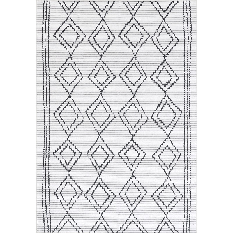 Edith Washable Diamond Rug | Off White