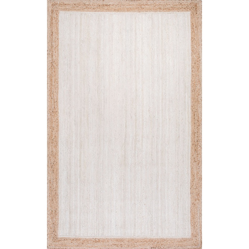Jute Simple Border Rug | White