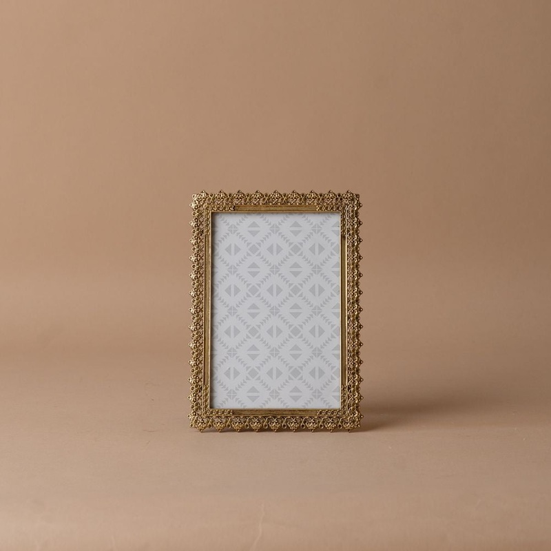 Antiqued Rectangle Floral Frame