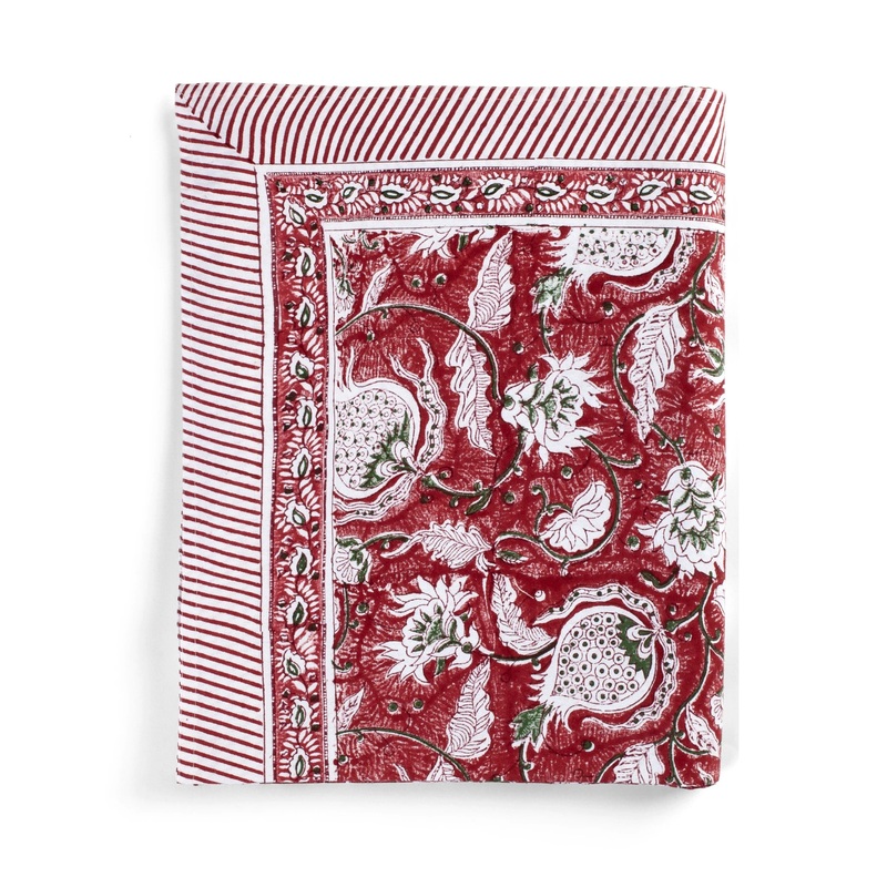 Cotton Tablecloth Pomegranate Design – Red