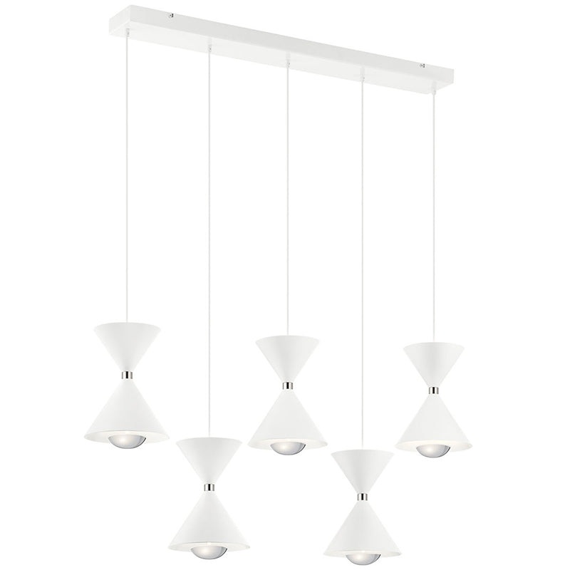 Elan 84113 Kordan 5-lt 42″ LED Linear Pendant-Matte White Finish