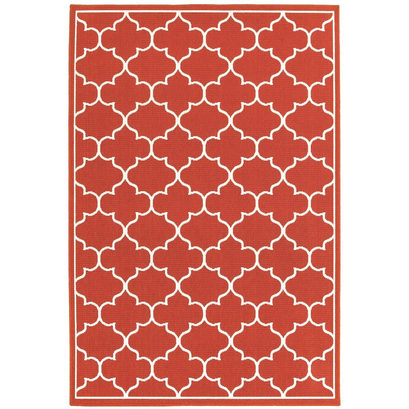 Meridian Red Ivory Moroccan Trellis Indoor/Outdoor Rug