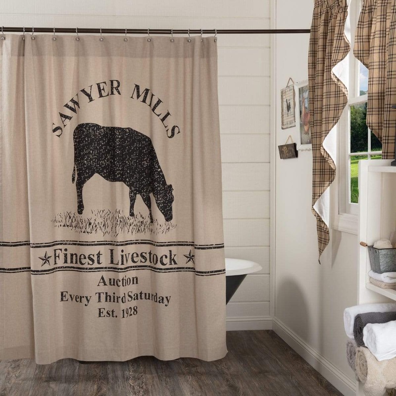 Sawyer Mill Charcoal Cow Shower Curtain 72×72