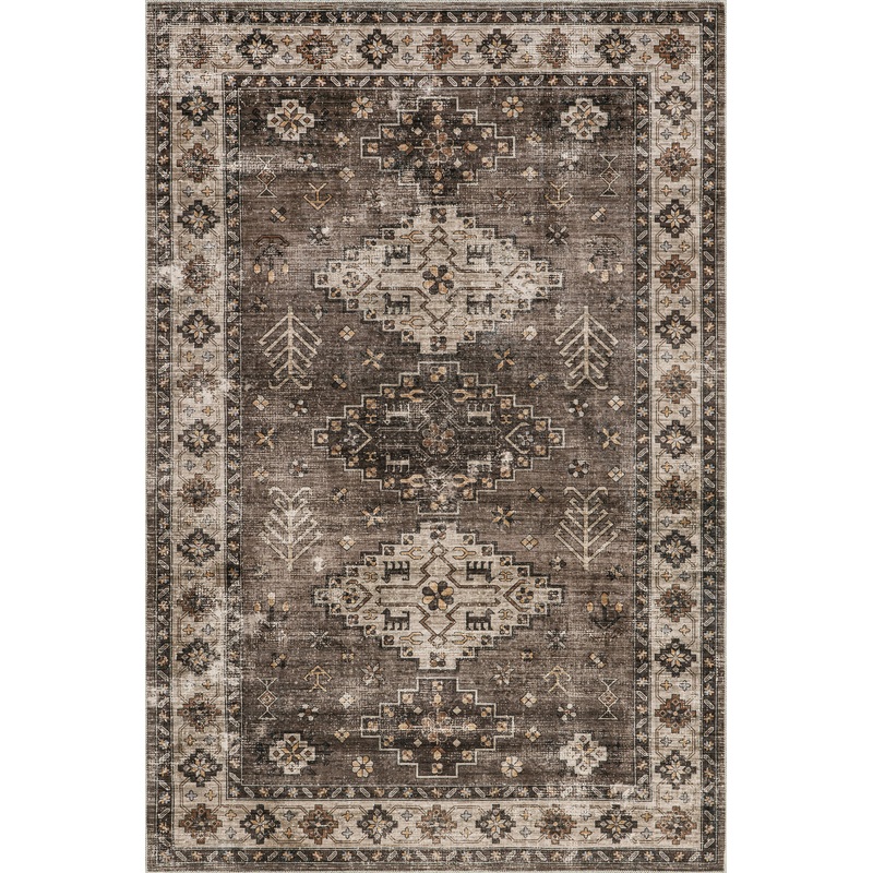 Barbary Distressed Washable Rug | Dark Brown