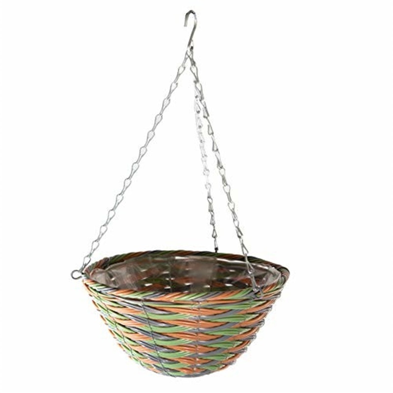 Gardener’s Select Woven Plastic Rattan Hanging Basket, 12in Diameter