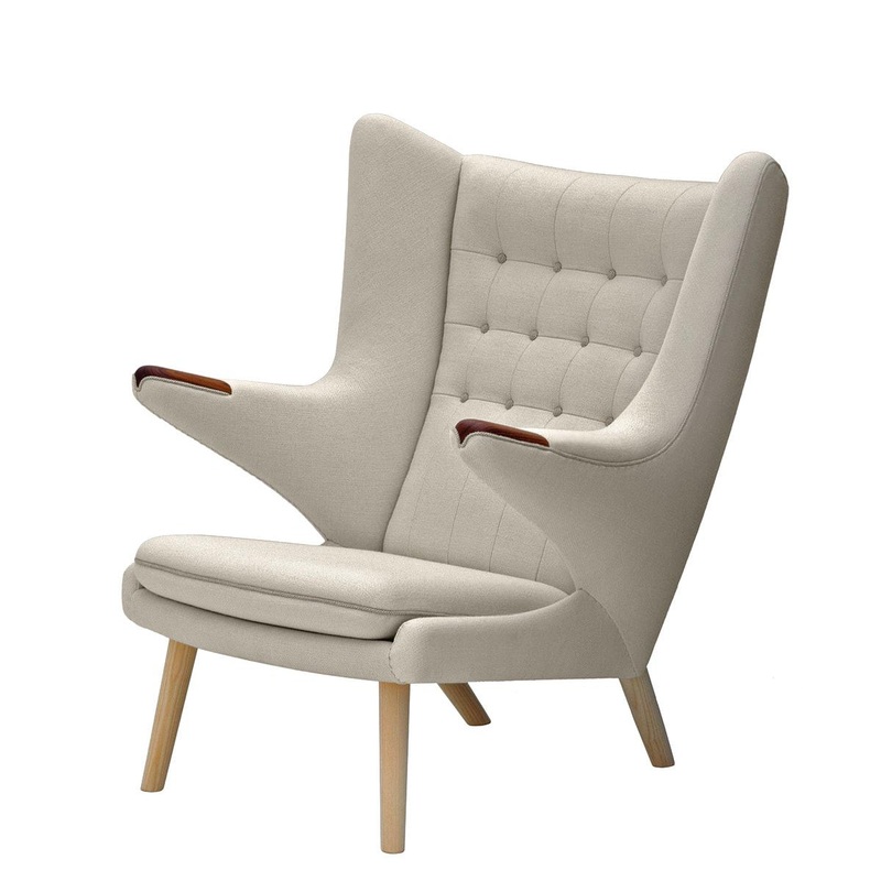 Hans Wegner Papa Bear Chair, Kvadrat Hallingdal Upholstery with Matching Footstool