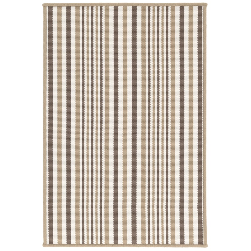 Lyndon Stripe Woven Indoor/Outdoor Custom Rug | Khaki