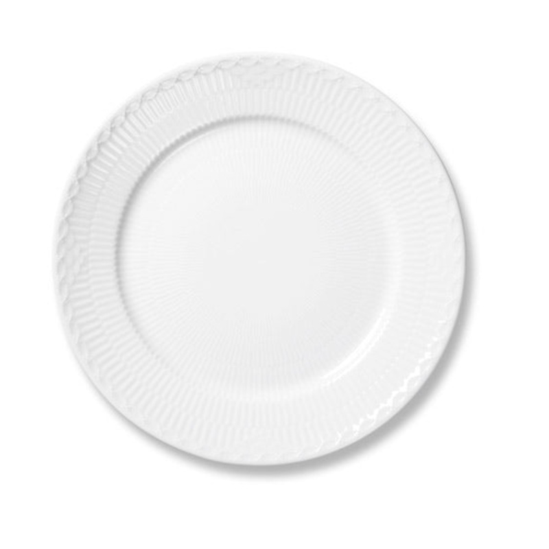 White Fluted Half Lace Dessert Plate