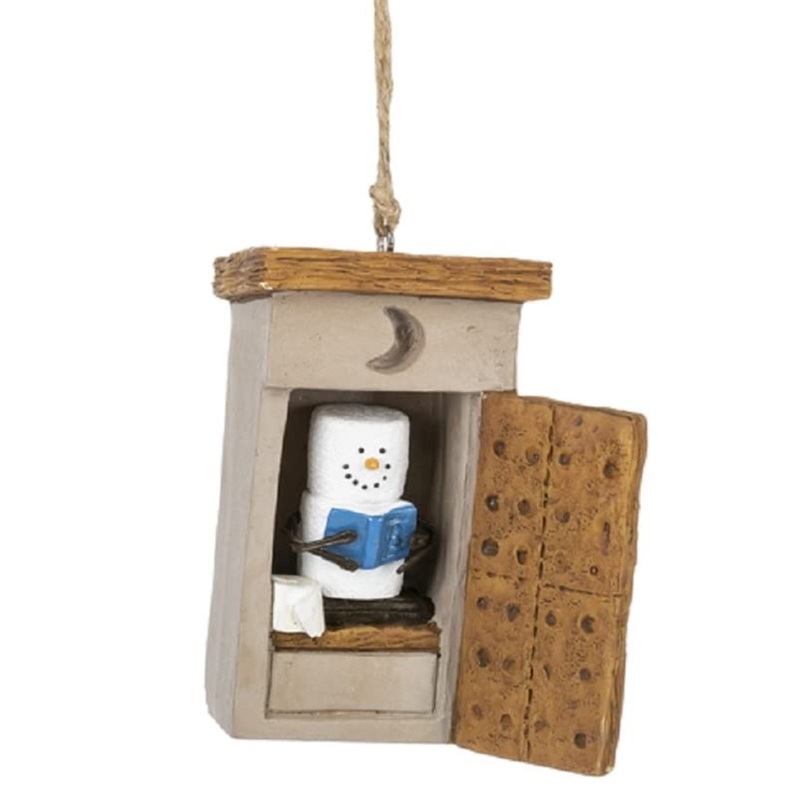 Ganz Smores Outhouse Snowman Resin Holiday Christmas Ornament, 3″