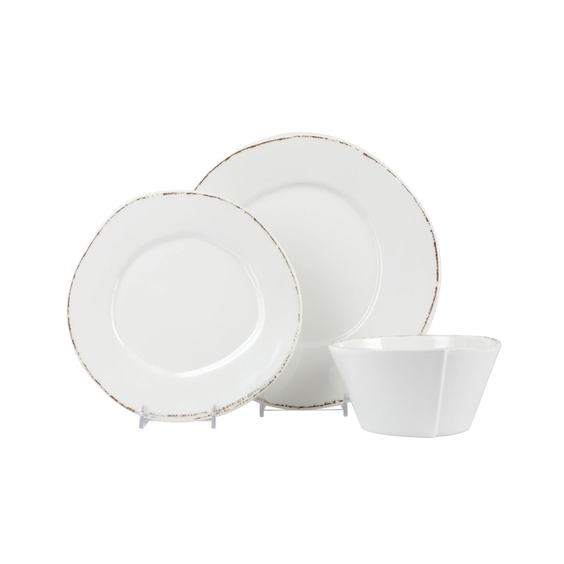 VIETRI: Melamine Lastra White Three-Piece Place Setting