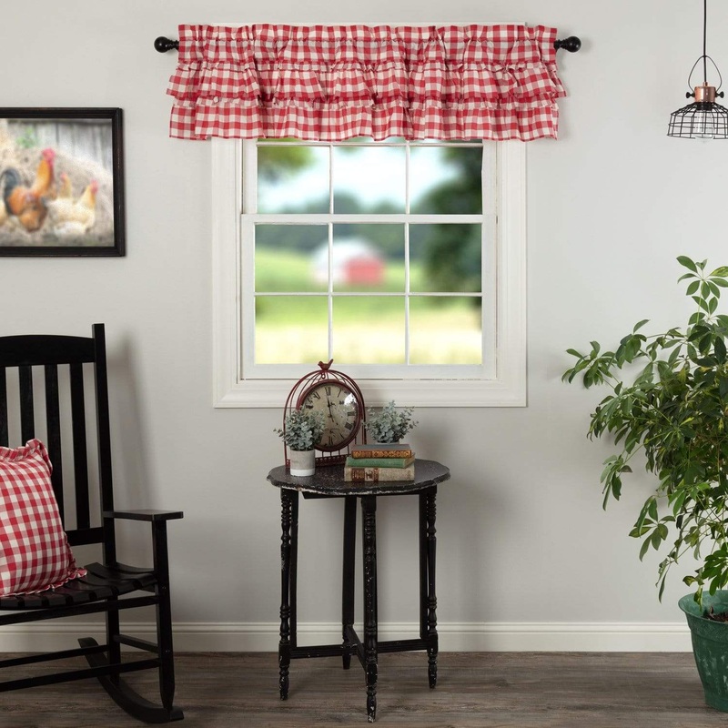Annie Buffalo Red Check Ruffled Valance 16×72
