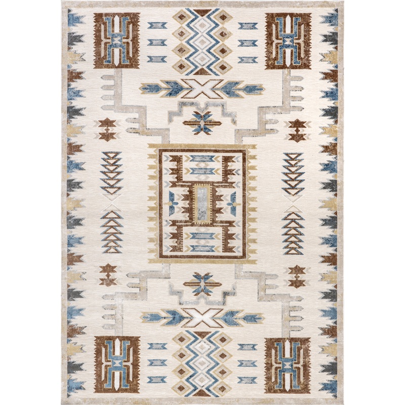 Nerali Washable Geometric Rug | Beige