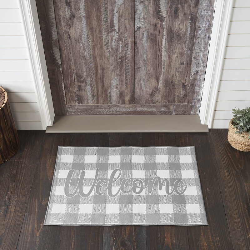 Annie Buffalo Check Grey Welcome Indoor/Outdoor Rug Rect 24×36