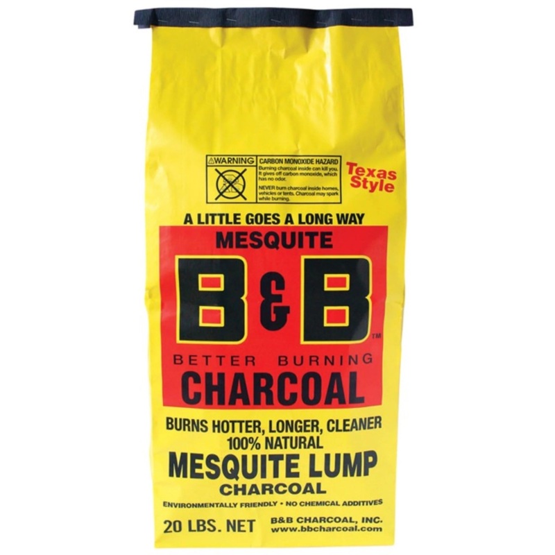 B & B Charcoal All-Natural Mesquite Lump Charcoal, 20lbs