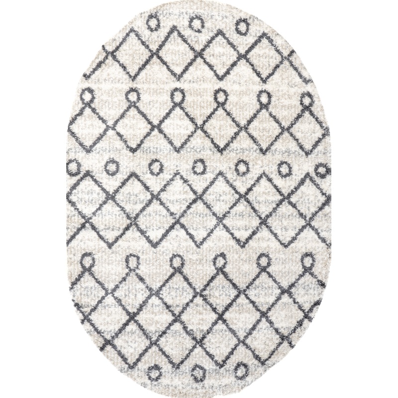 Diamond Moroccan Shag With Tassels Rug | Ivory