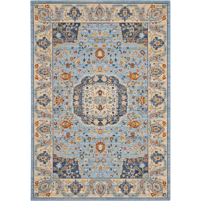 Nourison Majestic 5’6″ x 8′ Light Blue Farmhouse Indoor Rug