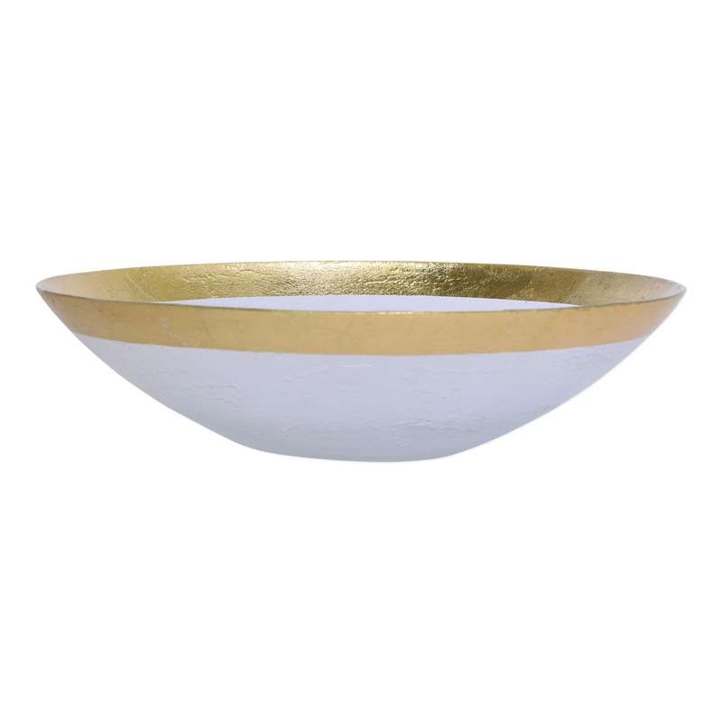 VIETRI: Rufolo Glass Gold Organic Large Bowl