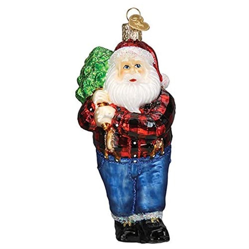 Old World Christmas Blown Glass Ornament for Christmas Tree, Lumberjack Santa