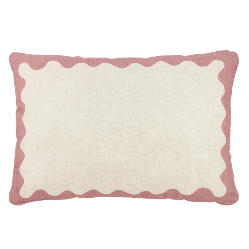 Rectangular cushion in French linen Vibes L Pink