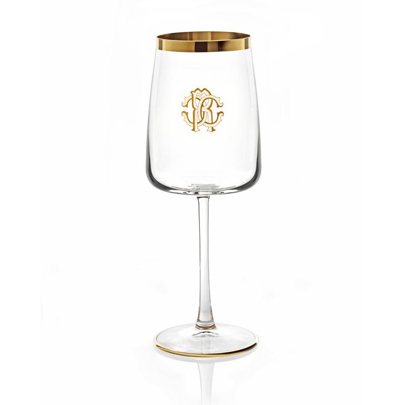 Wine Goblet NEW MONOGRAM  Gold 14.5 oz, H 8.5″