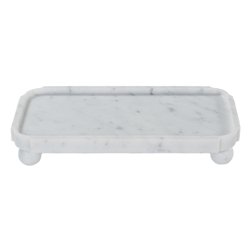 GRAND MARBLE FOOTED TRAY | Bianco Carrara