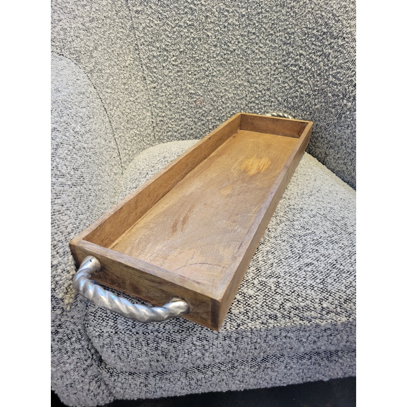 Mango Wood Tray w/ Aluminum Handles