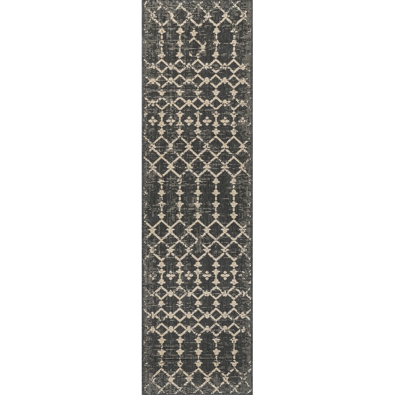 Modern Trellis Indoor/Outdoor Rug | Charcoal