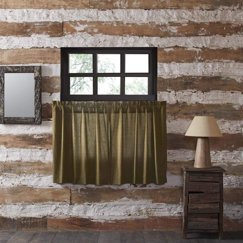 Tea Cabin Green Plaid Tier Set of 2 L24xW36