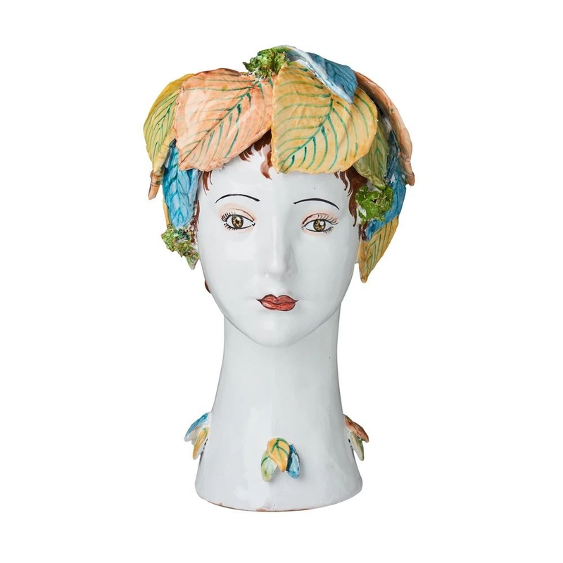 DONATELLO HEADS: Ceramic Head Vase – Leaves Decor