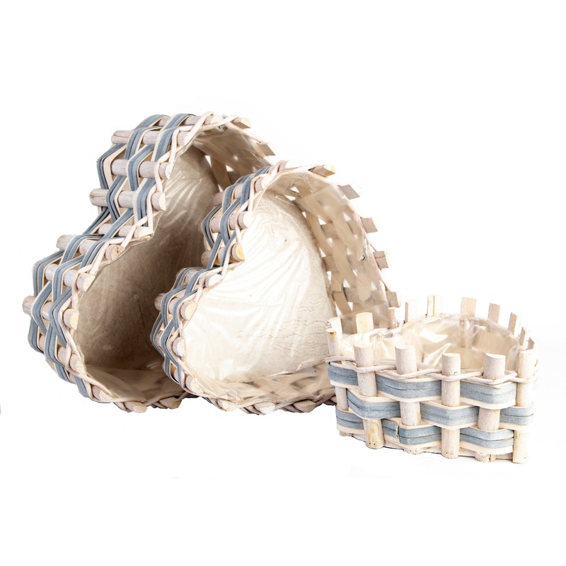 Gardener Select Heart Wood 3-Piece Weaved Planter Set